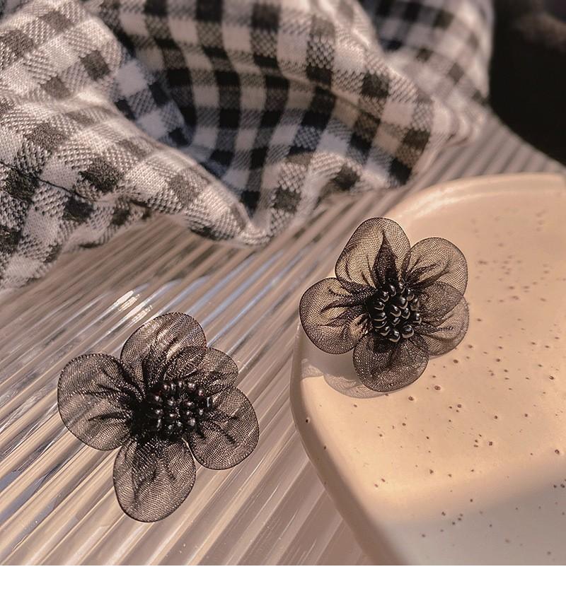 

Черные серьги-гвоздики с цветком и мини-бусинами в центре для женщин, модные корейские серьги-цветы в виде сетки для девочек, подарочные украшения