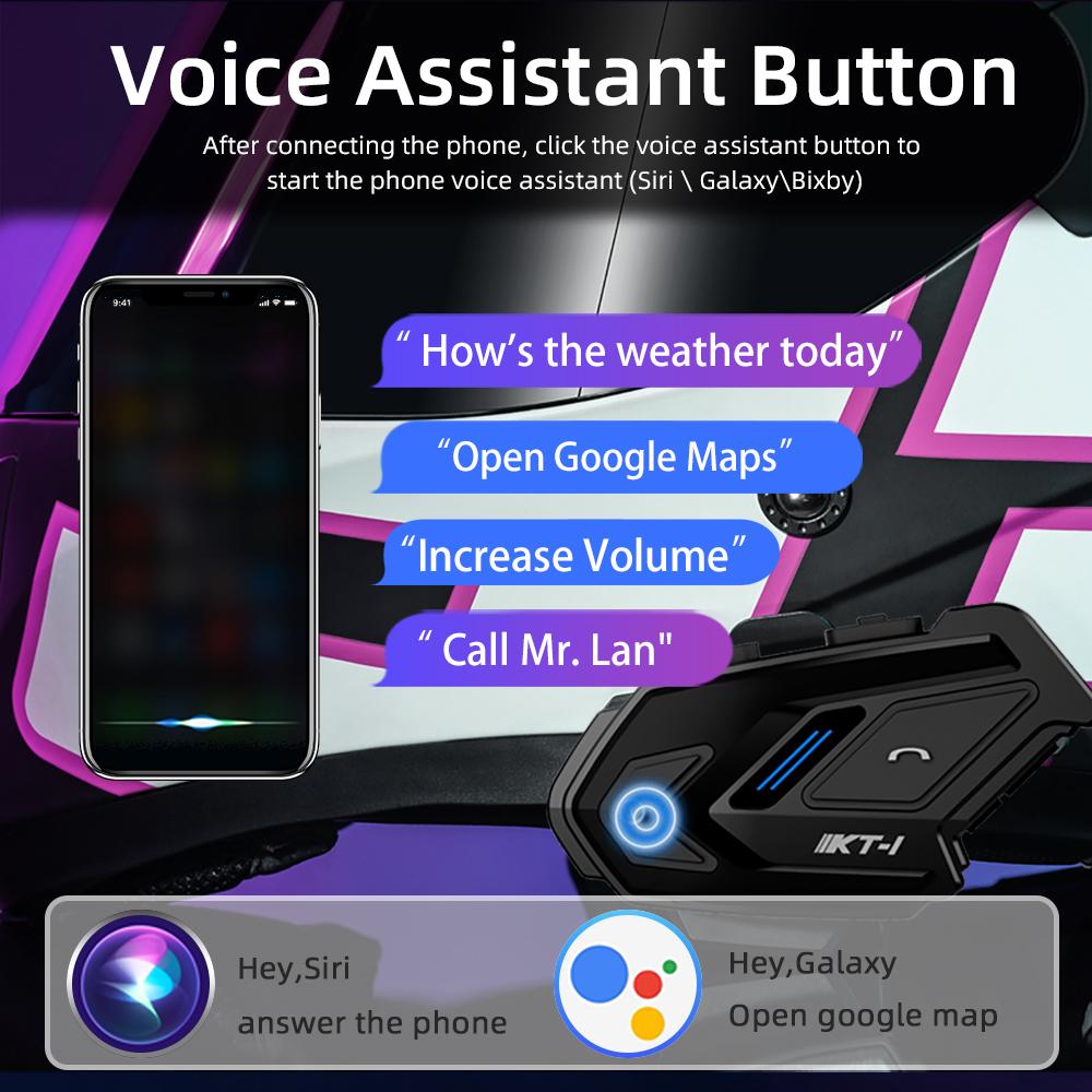 WAYXIN KT-1 Motorradhelm-Headset Bluetooth 5.0 Moto Freisprecheinrichtung Drahtloses Headset-Kommunikatorsystem Wasserdichtes Motorrad