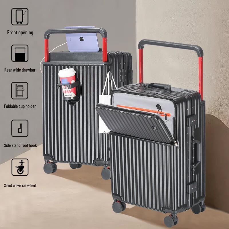 Premium Aluminum Frame Front-Opening Travel Suitcase