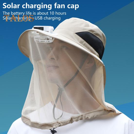 Καπέλο με δίχτυ κουνουπιών και ανεμιστήρα για άνδρες και γυναίκες, φαρδύ γείσο, καπέλο ηλίου με δίχτυ, καλοκαιρινό, δροσερό καπέλο κουβά για υπαίθριο ψάρεμα και πεζοπορία