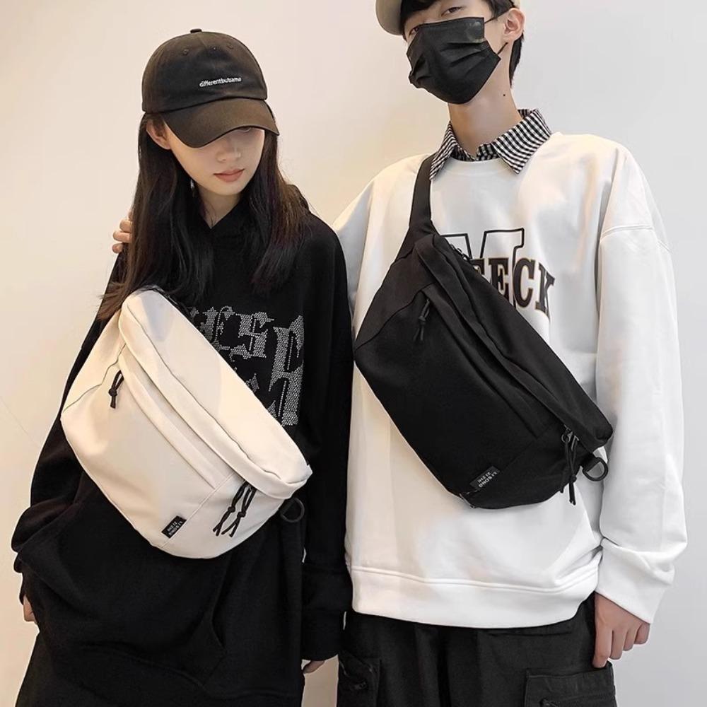 New Handbag Large Capacity Crossbody Bag Nylon Belt Pouch Travel Hip Bag Casual Solid Color Chest Bags Couple Young Student