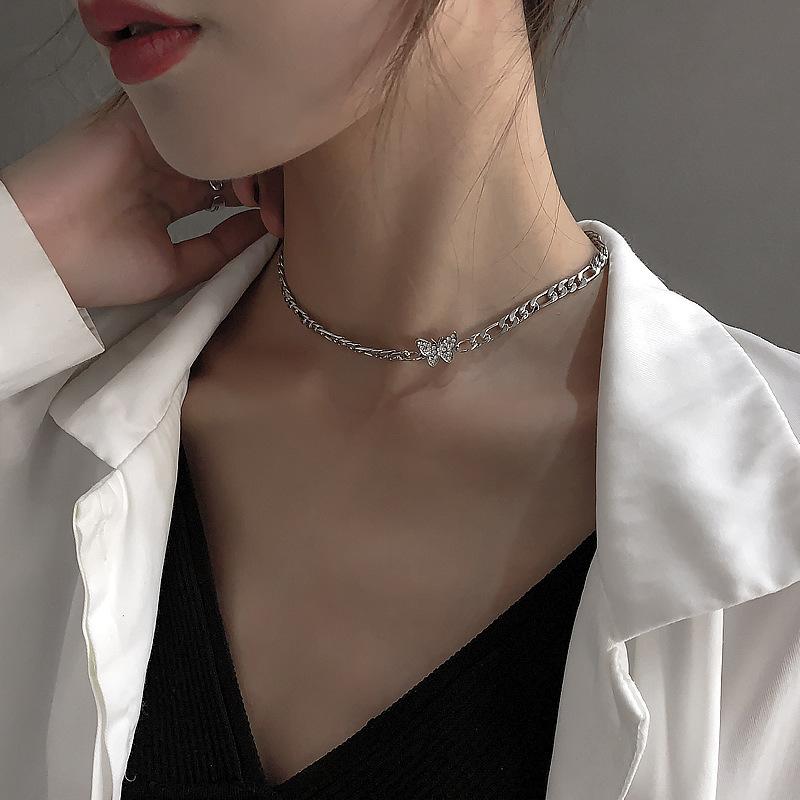 Zircon Butterfly Pendant Choker Light Luxury Aesthetic Niche Clavicle Silver-plated Necklace Jewelry For Women Gifts