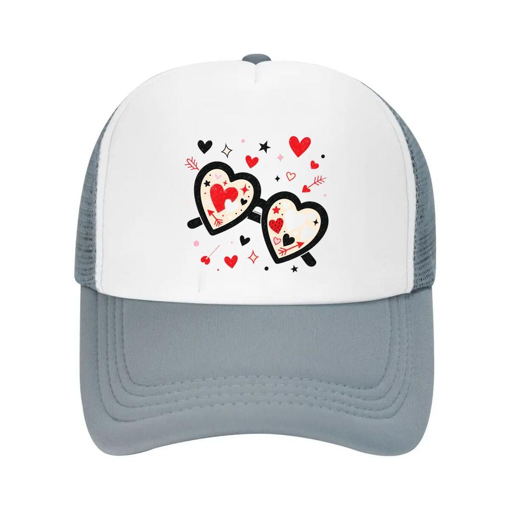 Retro Valentine Love Shades Graphic Mesh Baseball Cap Casual Hat Outdoor For Womens Unisex FeUnisex