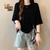 Plus Size Irregular Strap Short Sleeve T-Shirt for Women - New Summer Arrivals, Versatile, Flattering Top for Chubby Girls