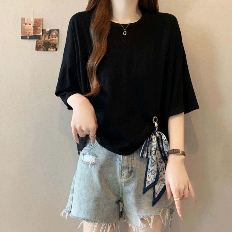 Plus Size Irregular Strap Short Sleeve T-Shirt for Women - New Summer Arrivals, Versatile, Flattering Top for Chubby Girls