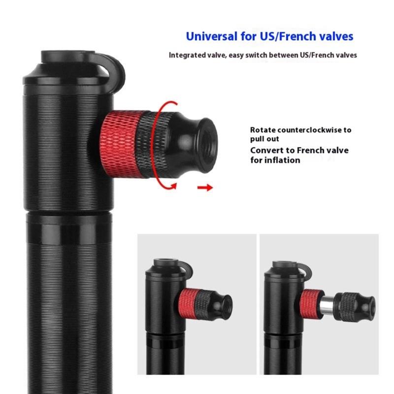 Portable Bike Tire Inflator Double Valves Portable Small CO2 Cycle Tire Pump Fast Inflator Space Saving Frame Mount