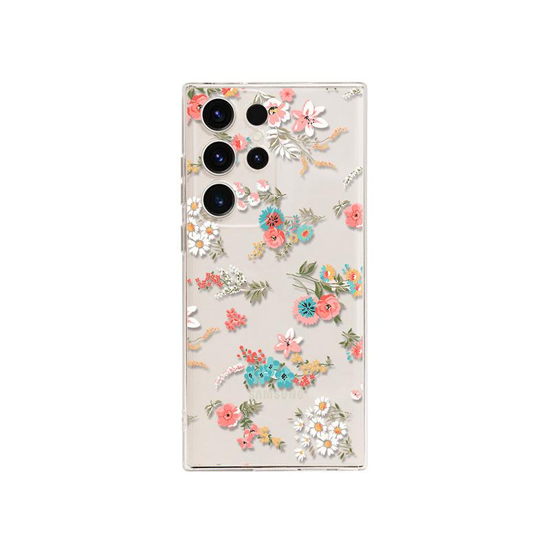 Applicable To Samsung S25ultra Apple Iphone17 Ins Small Fresh Floral Mobile Phone Case Painted Protective Case