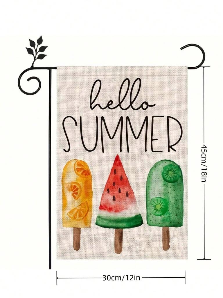 Home Party Outdoor Decoration Supplies Summer Fruit Watermelon Popsicle Garden Flag Outdoor Patio Decoration 1 Pc (Flag Only)