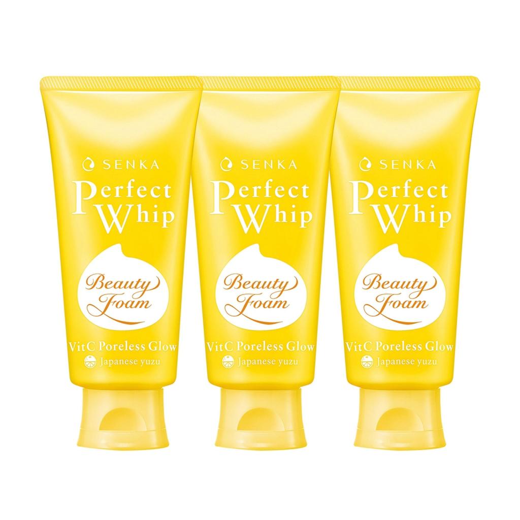Senka Perfect Whip Cleansing Foam X 3 (Perfect Whip Cleansing Foam 120g X 3/Vitamin C Poreless Glow 100g X 3)