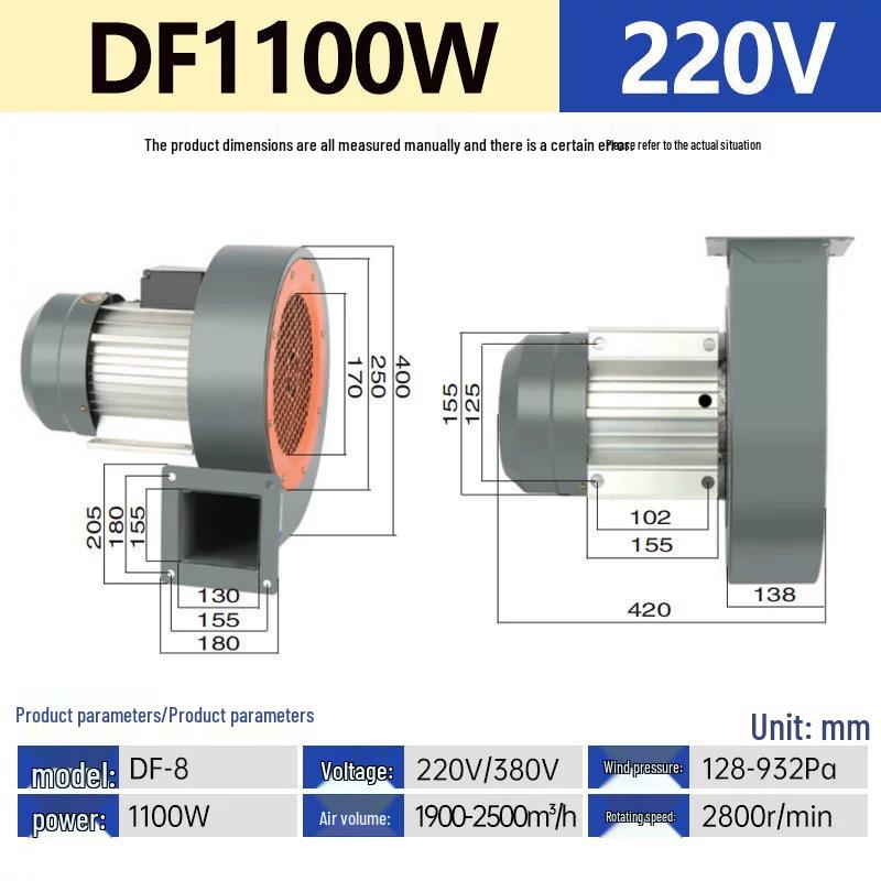 High-Temperature Resistant DF Centrifugal Multi-Blade Exhaust Fan for Industrial Dust Removal and Kitchen Ventilation