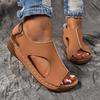 Women's Solid Color Wedge Heeled Sandals, Casual Open Toe Platform Shoes, Comfortable Ankle Strap Sandals