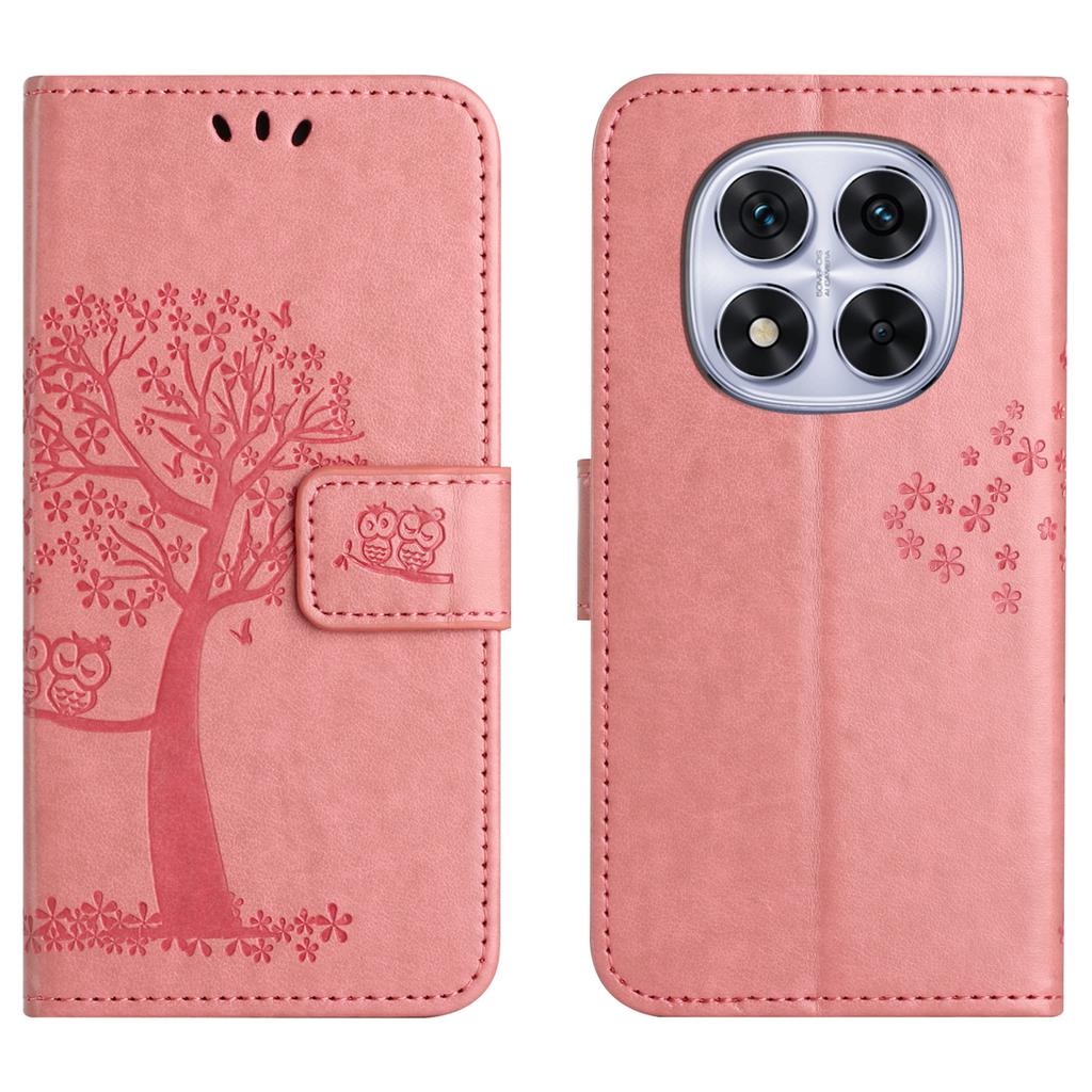 For Xiaomi Redmi Note 15 Pro 5G (Global) Case PU Leather Owl Tree Imprinted Wallet Phone Cover with Strap
