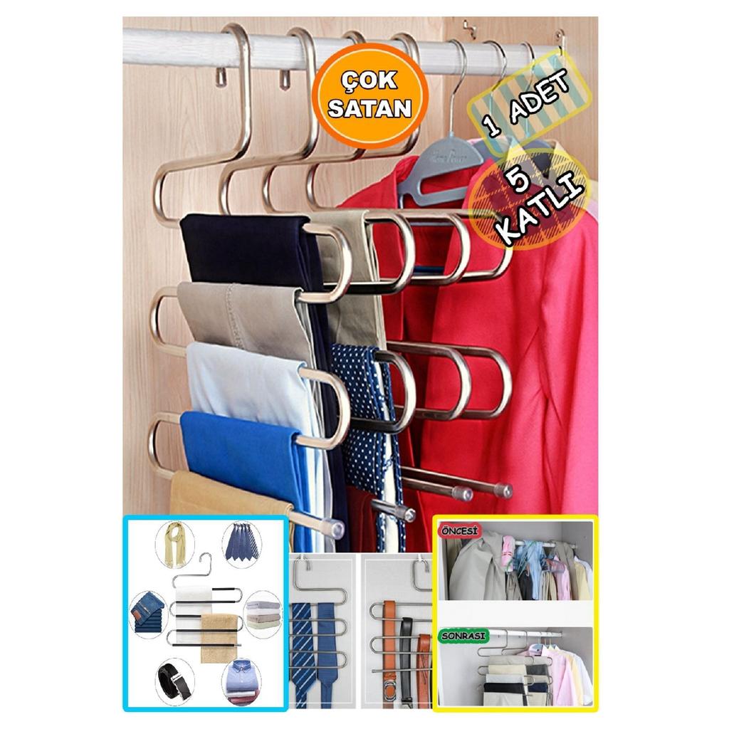5 Tiers Metal Trouser Hanger Clothes Hanger Clothes Scarf Scarf Towel Tie Organizer