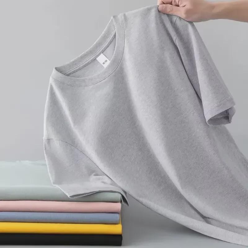 Pánské moderní luxusní ležérní volné tričko s krátkým rukávem a kulatým výstřihem