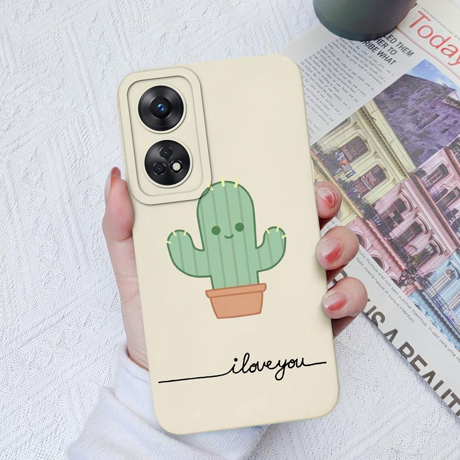 Phone Case For OPPO Reno 8T 4G 5G 8Z 8Lite Cover Cartoon Camera Protection Liquid Silicone Bumper For OPPO Reno8 T Fundas Gift