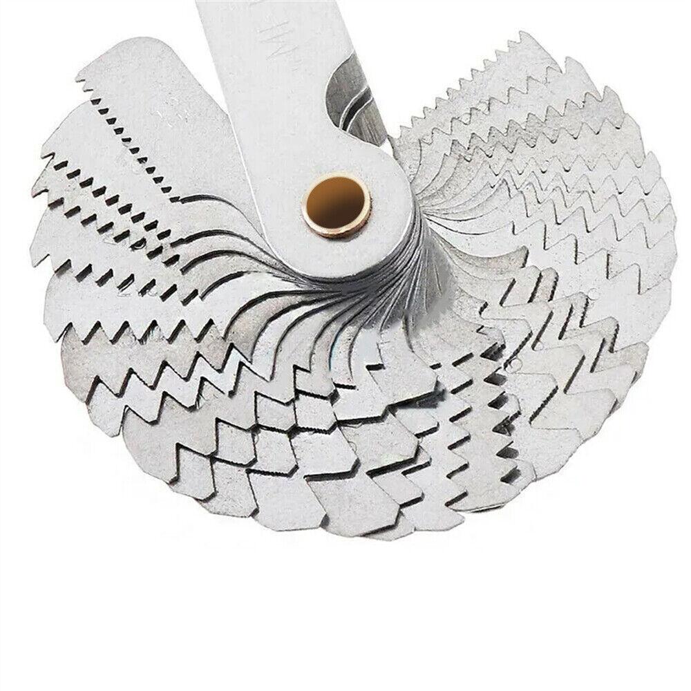 52 blades Screw Gauge Thread Pitch Gage 60° Metric 55° Whit Worth Lock Up Device