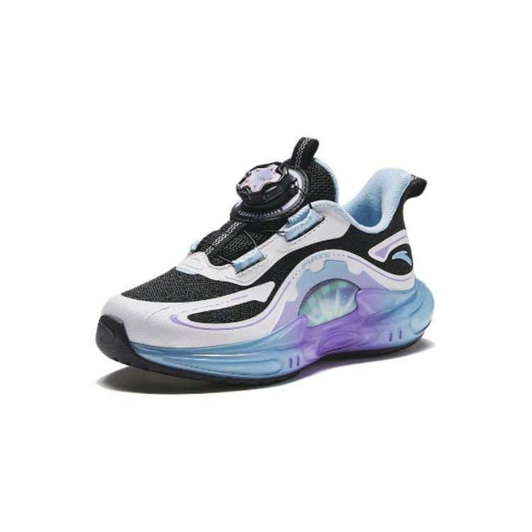 Anta Kids Versatile Comfortable Shock Absorbing Durable Low Top Running Shoes Kids Running Shoes Black White Purple 322419901-3