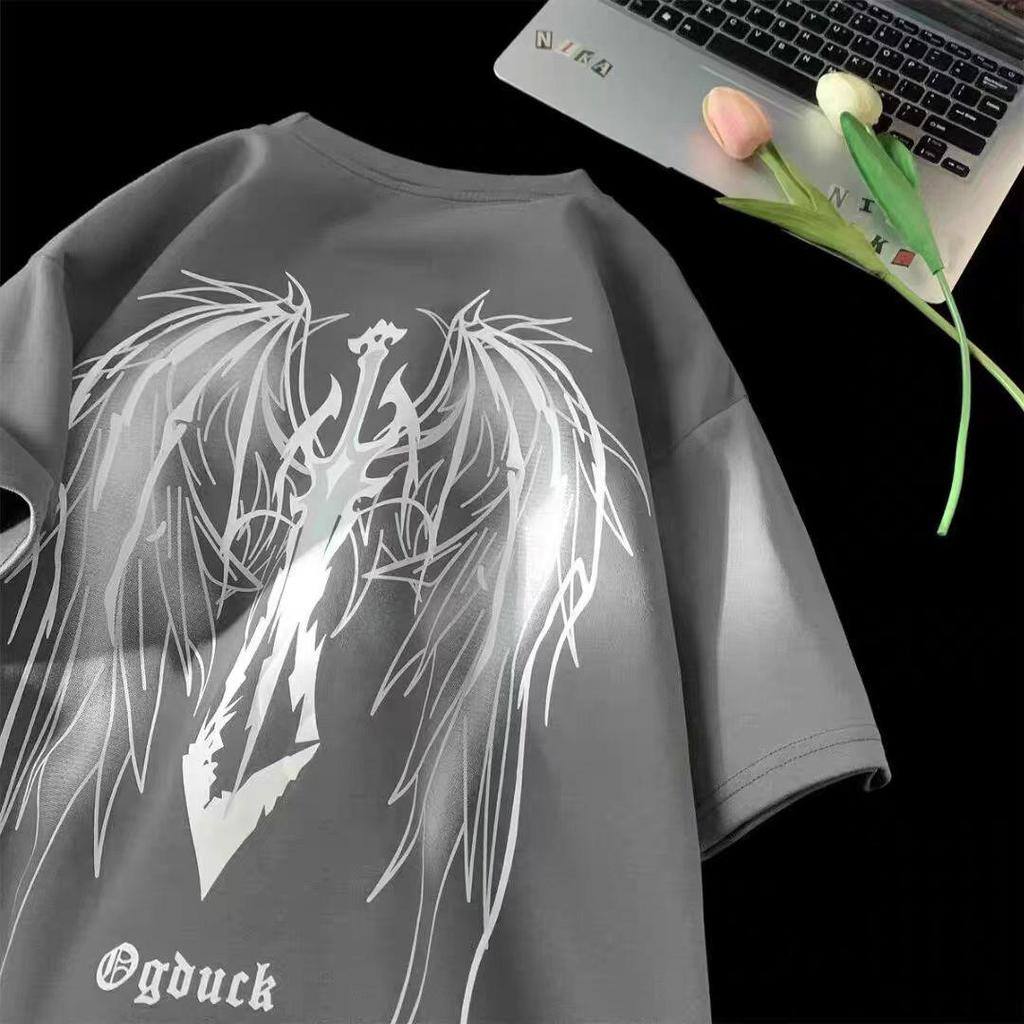 Herren Retro Flügel Rundhals Kurzarm T-Shirt