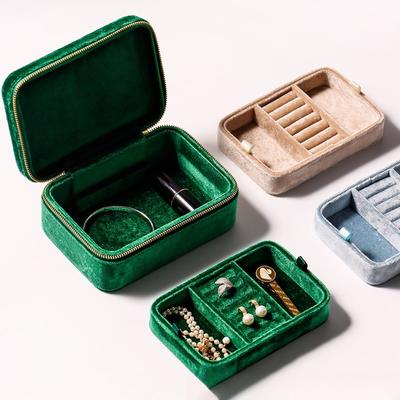 1pc Plush Jewelry Storage Box Travel Jewelry Box Ring Stud Jewelry Box Modern and Simple for Daily Use Solid Colors