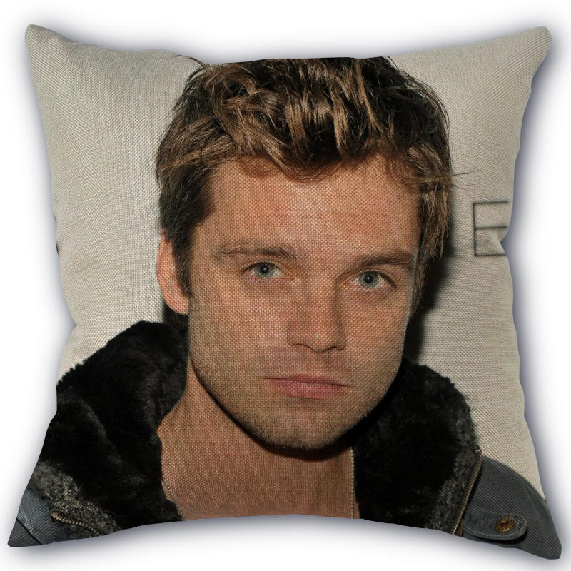 45X45cm Pillow Cover Sebastian Stan Home Decorative Pillowcase Square Zipper Cotton Linen Pillow Cases Bedroom 0331
