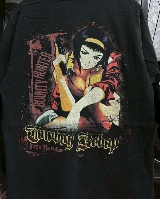 Cowboy Bebop ‘ Faye Valentines ‘ Unisex Short Sleeve Black T shirt Reprint XXL