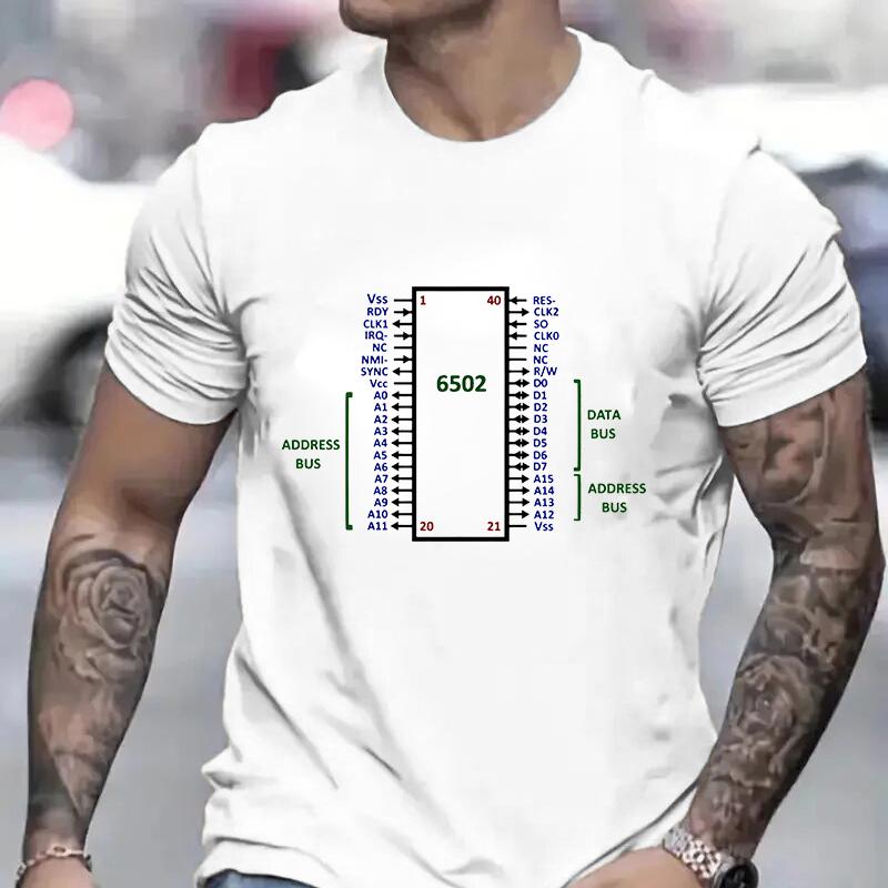 

6502 Cpu Pinout Color T Shirt for Men Clothing Harajuku Shirts Fashion Graphic Y2k Tops Short Sleeve Tees Hip Hop Streetwear S разноцветный