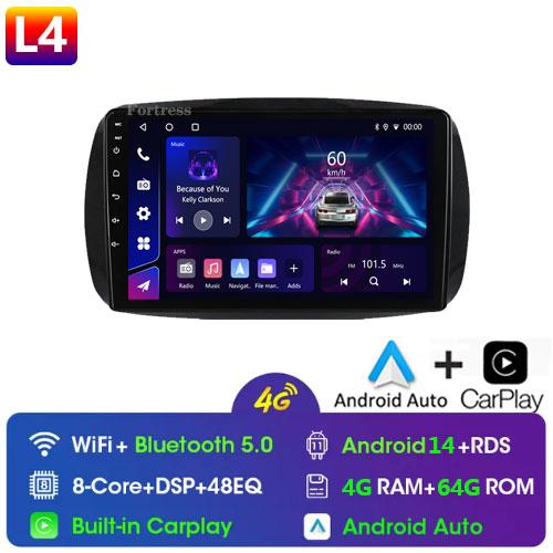 2Din Android 12 For Mercedes Smart 453 Fortwo 2014 - 2020 Autoradio Multimedia Player 1280*720 Screen Carplay Car Radio 2Din DVD