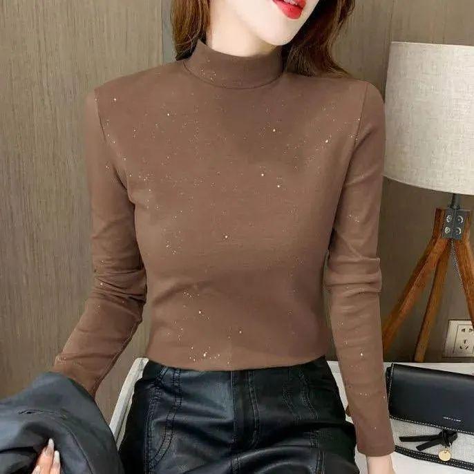 

Autumn/Winter Slimming Half-High Collar Fleece Lined Long-Sleeve Women s Base Layer Top XL for 115-130 lbs