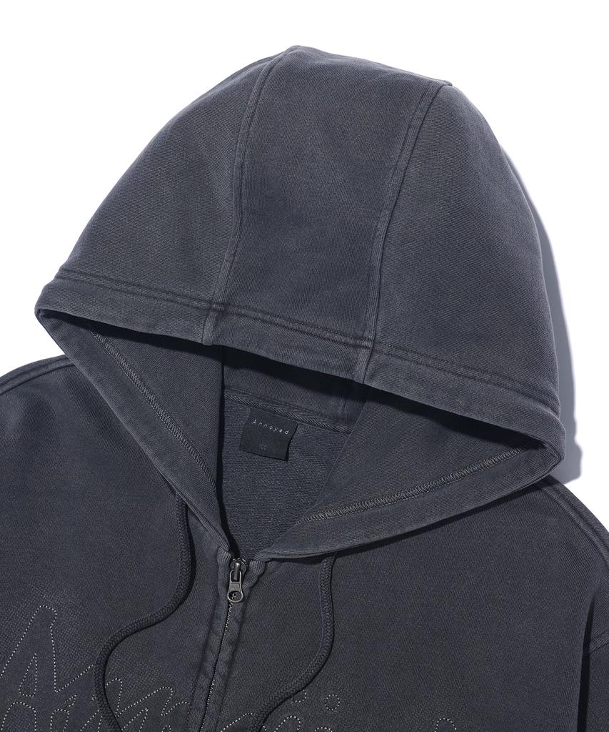Annoyed Pigment Lettering Hooded Sweat Zip-Up Lq1Tu076_Charcoal_2