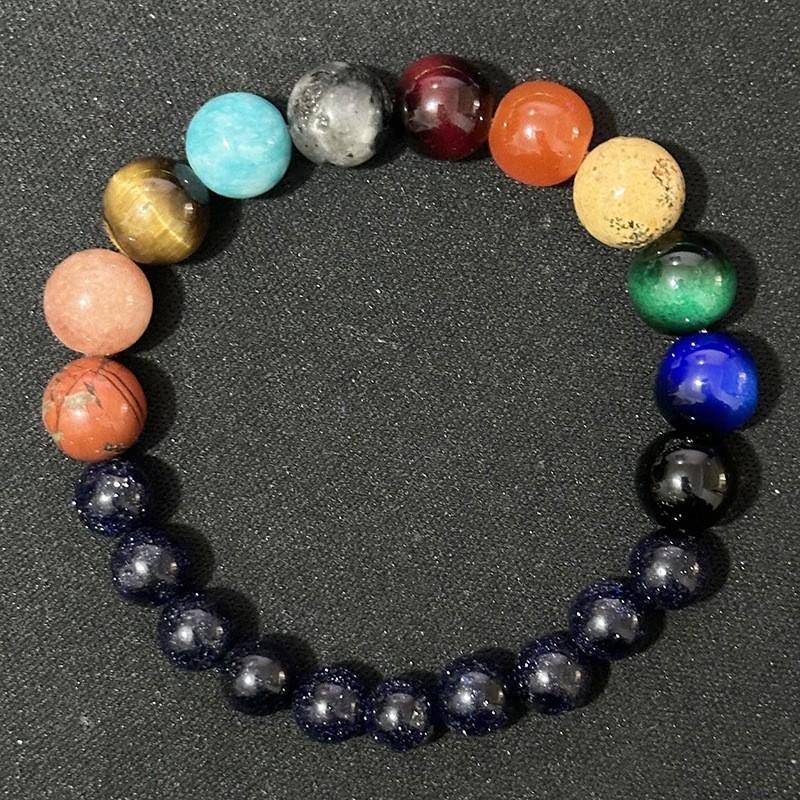 Украшения для рук натуральный синий песчаник браслет браслет восемь планет вселенная галактика солнечная система планеты звездное небо