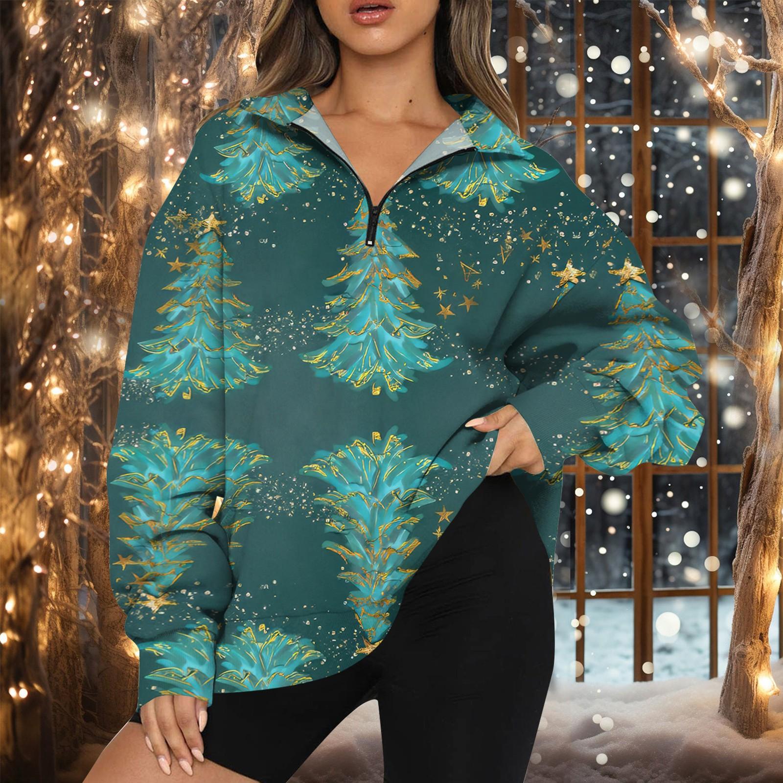 Женская мода повседневная толстовка с длинным рукавом и принтом на молнии с высоким воротом и заниженными плечами L темно-зеленого 1733₽