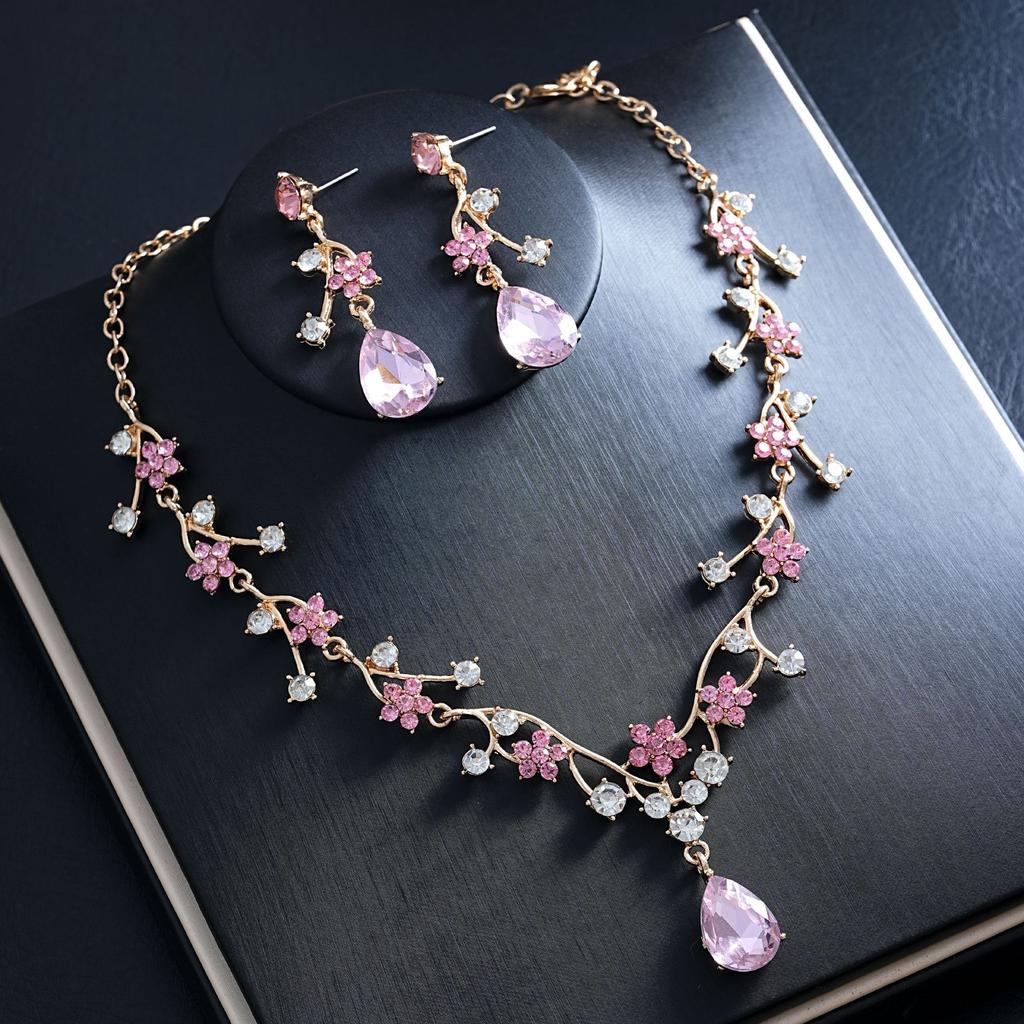 European and American Fashion Light Luxury Necklace Earrings Two-piece Set Bridal Wedding Accessories Dress Set Female 2026