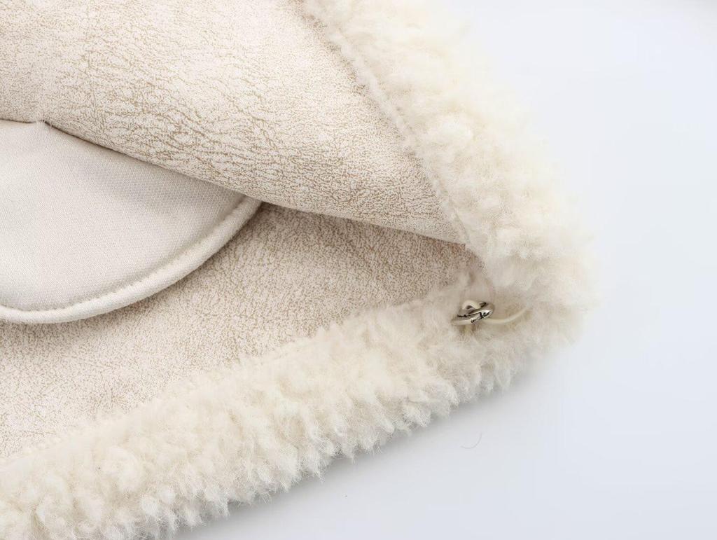 2024 Women's Winter Fashion Stand Collar Shearling Jacket with Zipper