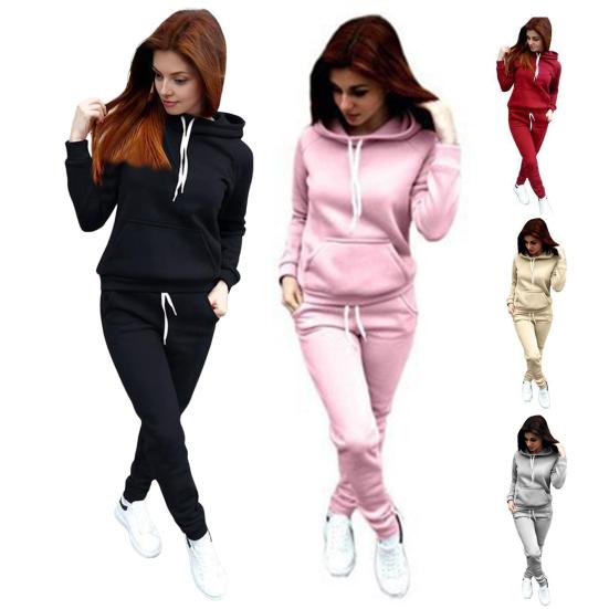 2 Piece Outfits for Women Long Sleeve Pullover Hoodie Sweatshirts Jogger Pants Set Fall Casual Tracksuit Lounge Set