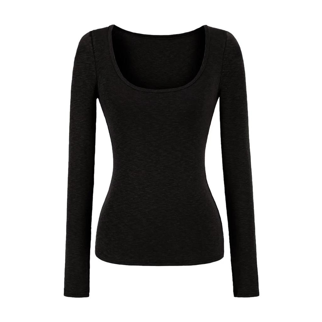 American Spice U-Neck Snowflake Cashmere Long-Sleeve Women's Slim Fit T-Shirt for Spring/Autumn