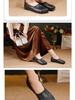 2025 Autumn Women's Retro Genuine Leather Square Toe Slip-On Ballet Flats