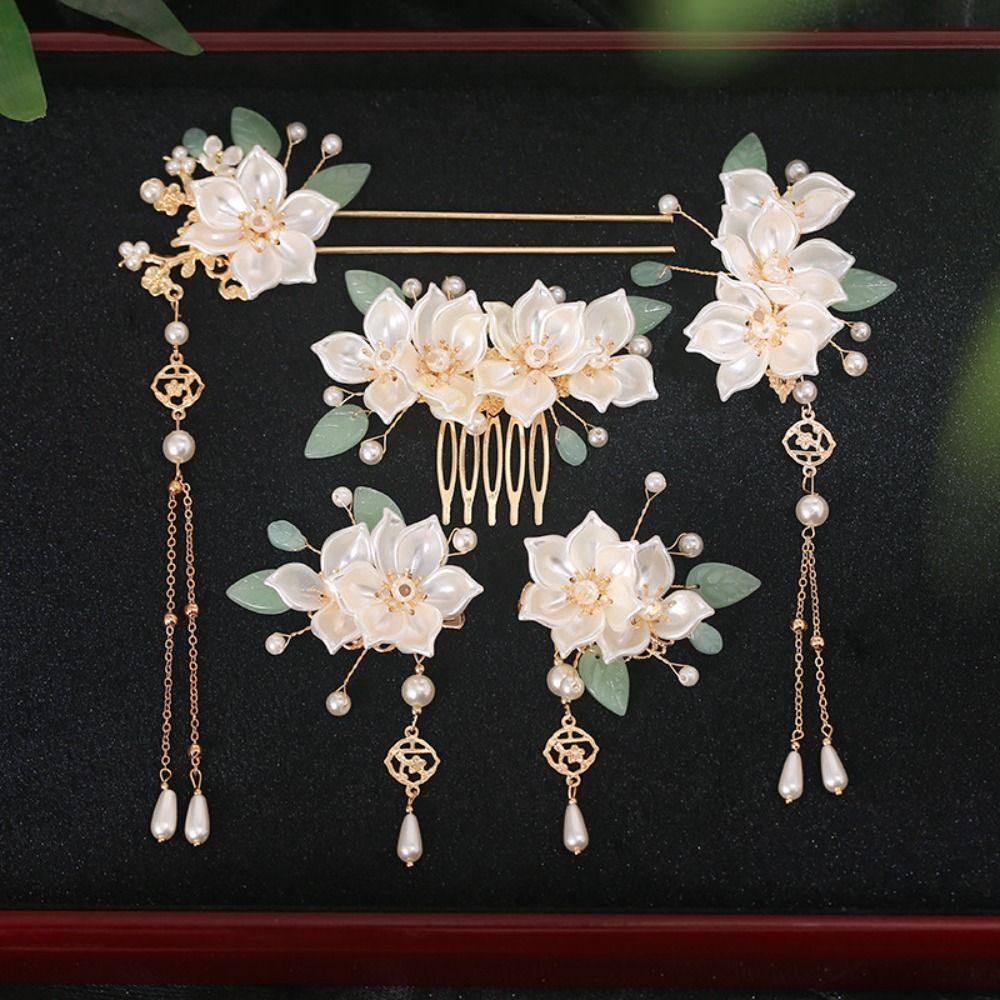 Tassel Hanfu Hair Stick Pearl Flower Hair Comb Chinese Style Hairpin Set  Hairstyle Design Tool