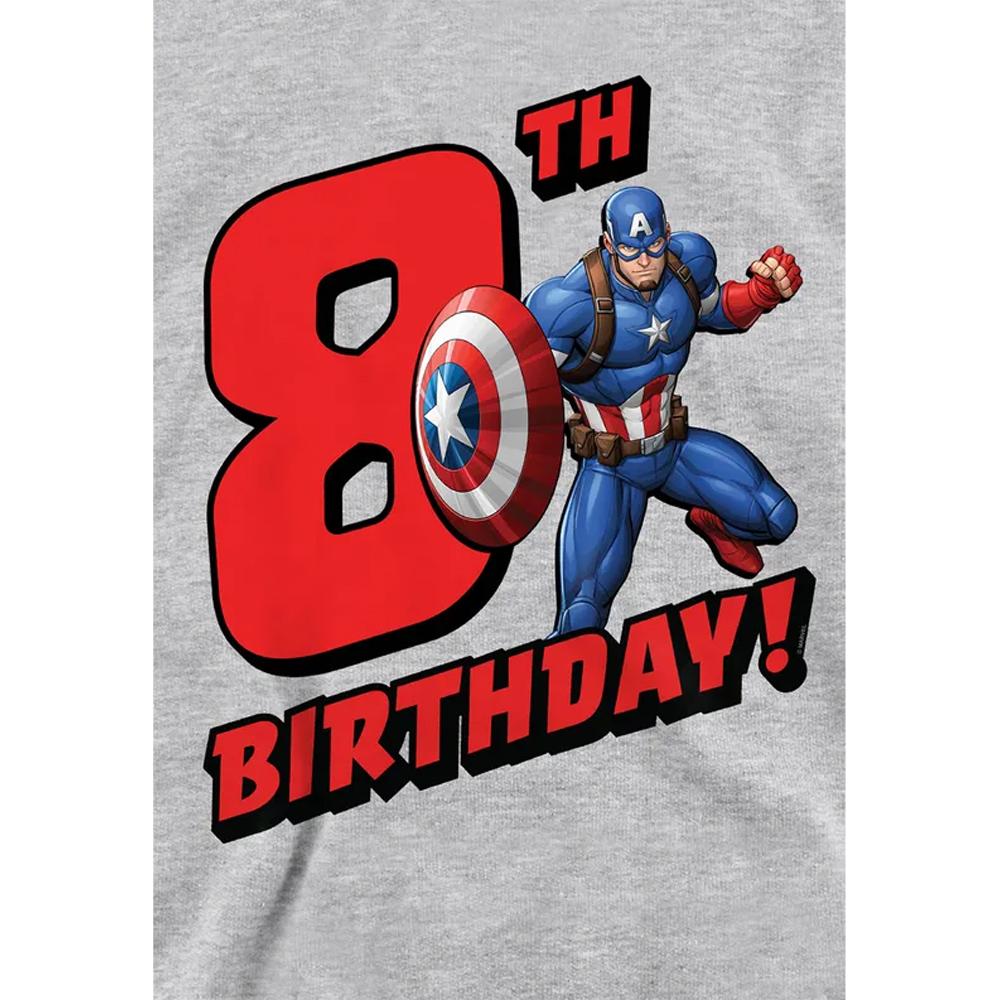 Captain America Childrens/Kids 8th Birthday Heather Pull Over Hoodie
