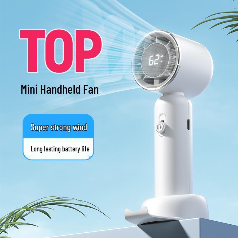 Compact USB Rechargeable Mini Fan with Digital Display