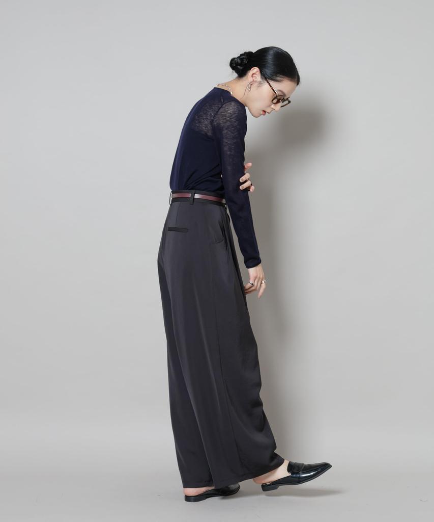 Nano Universe Swivel Wool Crew Neck Knit Size M Pullover, Women's, (120), Navy, 669-5222301