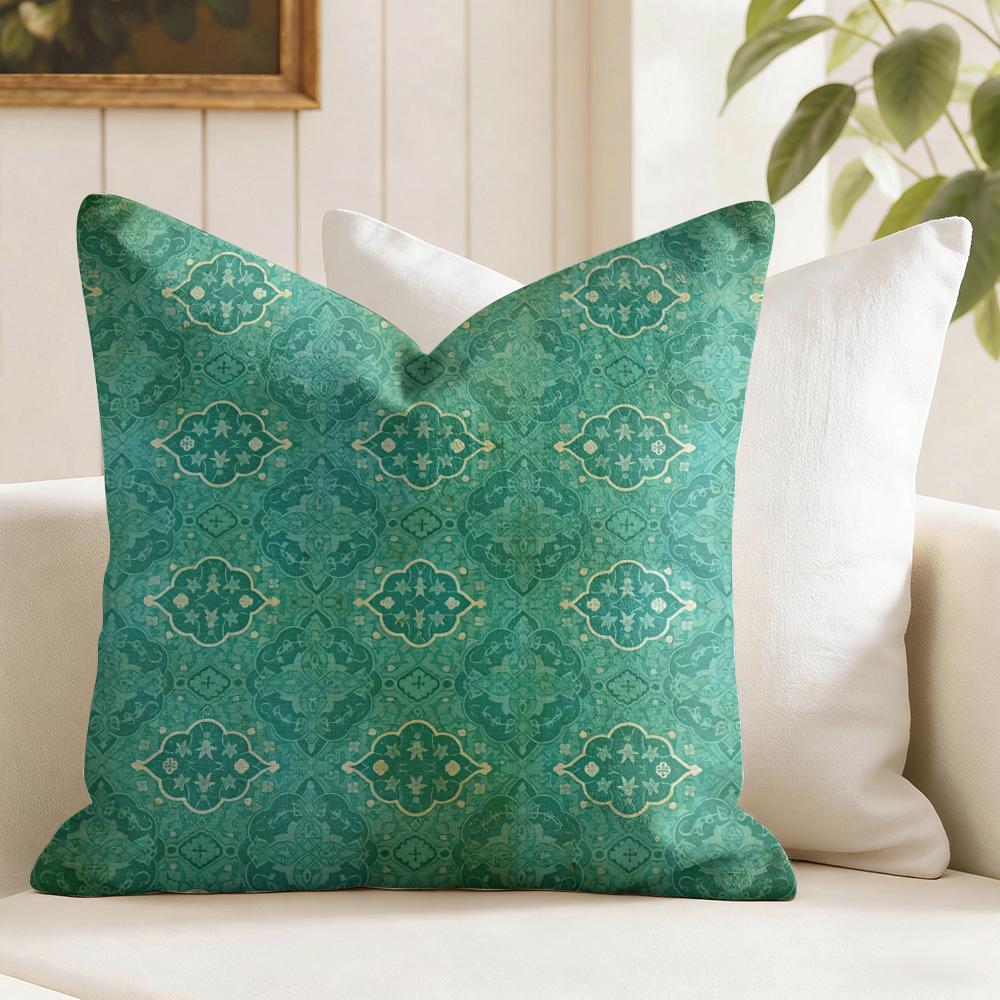 Funda de Cojín con Estampado Estilo Lavado Vintage Funda de Almohada de Lino Natural Funda de Cojín con Estampado a Doble Cara Para Sofá Decoración del Hogar