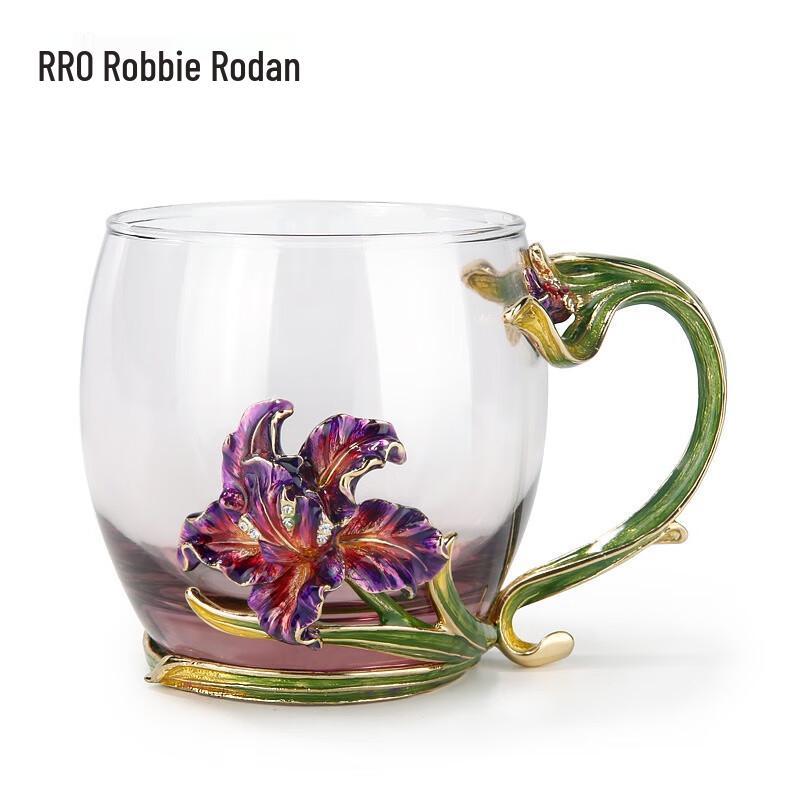 Стеклянный стакан RRO Iris с двойными стенками, крышкой и ложкой
