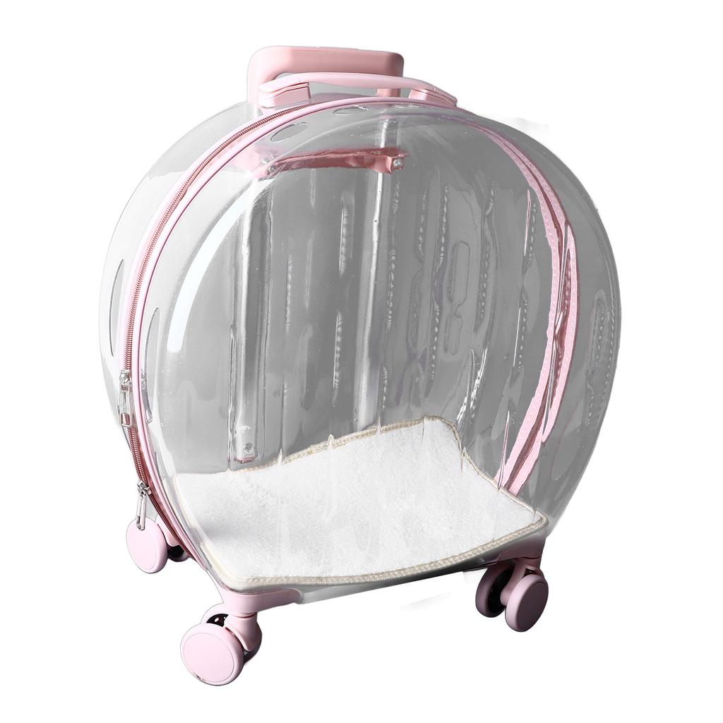 Cat Trolley Case Transparent Breathable Labor Saving Silent Moving Outdoor Rolling Pet Carrier for