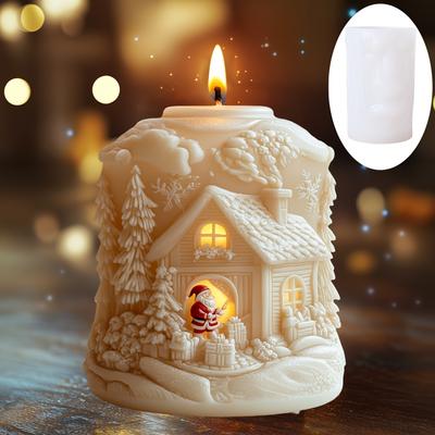 Magic House Christmas Santa Scented Candle Silicone Mold Magic House Forest  Christmas Santa Gift Candle Mold Resin Gypsum Molds