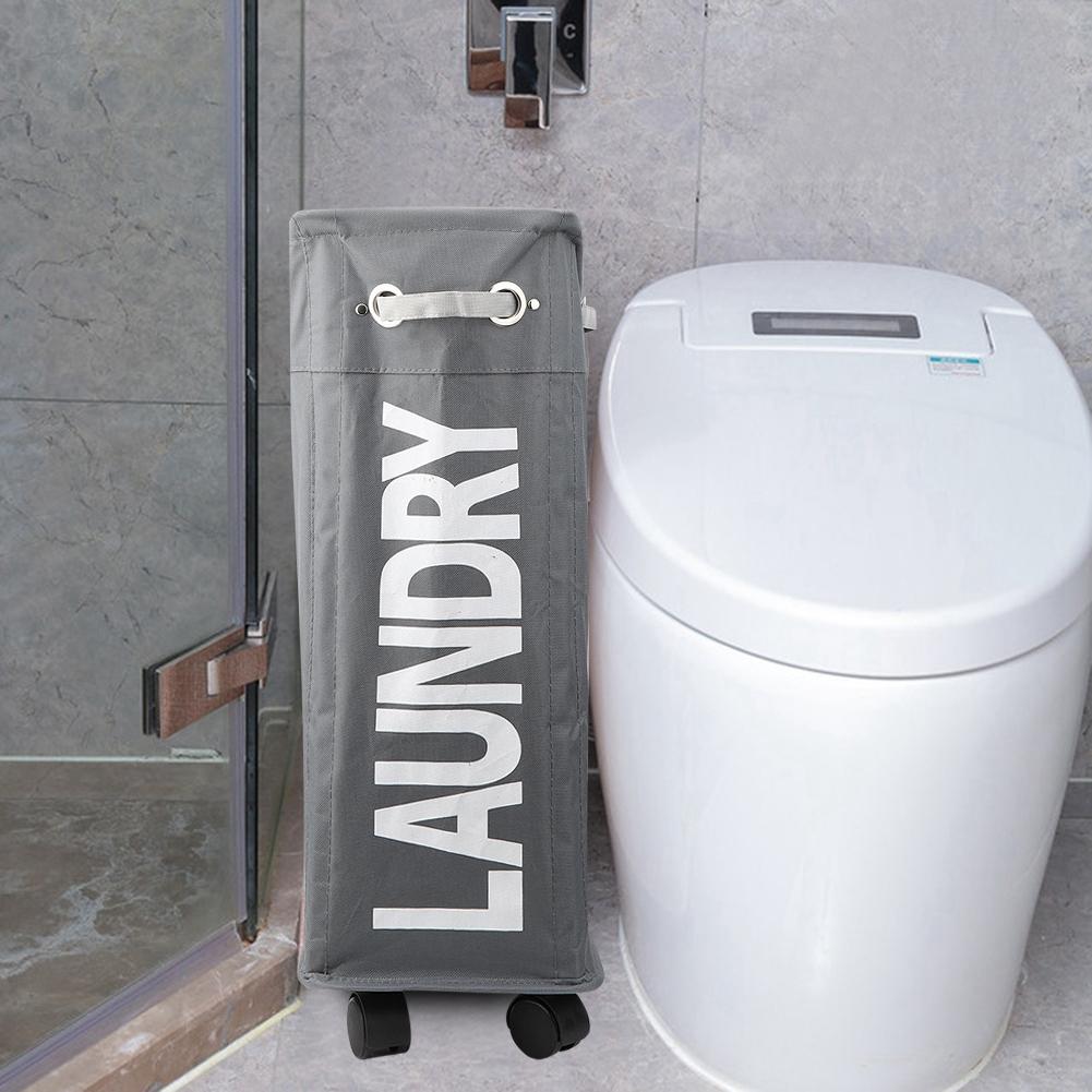 Foldable Laundry Basket Waterproof Dirty Clothes Organizer Storage Bag with Wheels