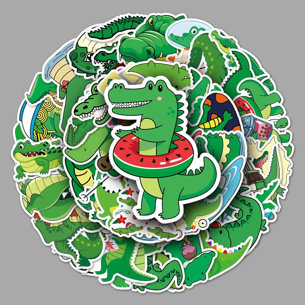 50PCS Crocodile Animal Stickers: Trendy Graffiti Decoration for Luggage, Laptops, and Cars