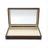 Necklace Organizer with Glass Lid Wood-Grain Jewelry Tray Elegant