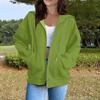 Women's Casual Fashion Solid Color Long Sleeved Zippered Hooded Sweatshirt