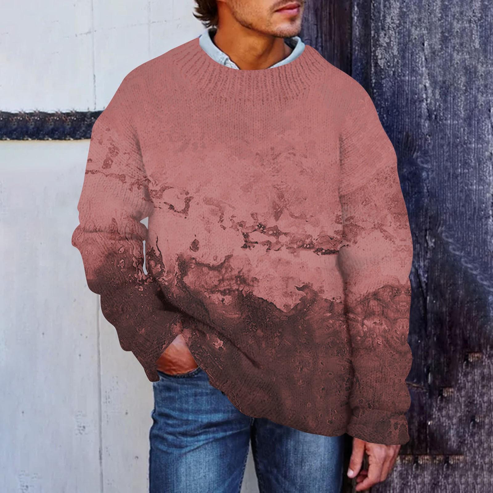 

Мужской принтованный искусственный свитер, толстовка с круглым вырезом, свободный топ с длинными рукавами XL красный