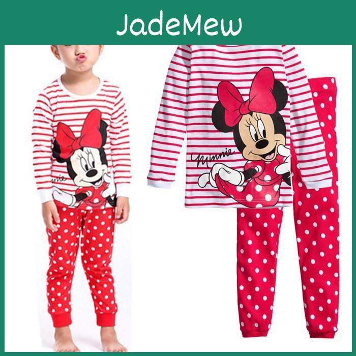 Mickey Minnie Mouse Girls Pajama Set With Cotton Fabric And Warmth For Sleepwear Comfort